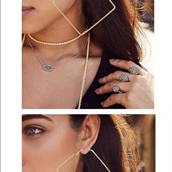 2 pack square hoop earrings - Picture 2 of 4